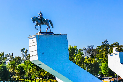 May 5th, Cinco de Mayo, Monument Equestrian Statue Mexican General Ignacio Zaragoza Puebla Mexico.  General defeated French on May 5, 1862.  Statue by Jesus Conteras in 1895.