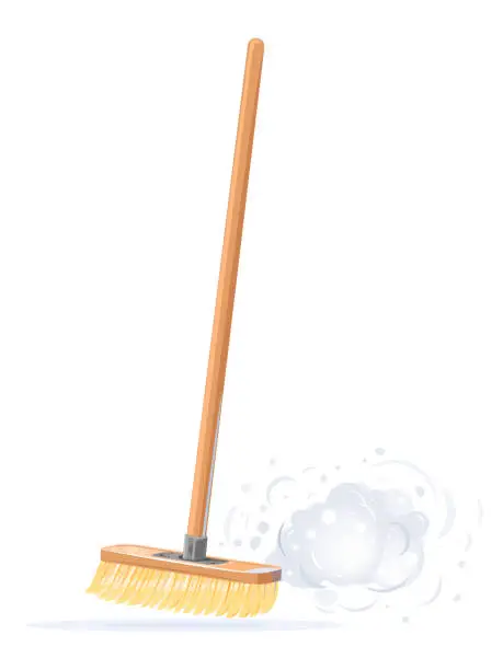 Vector illustration of Floor brush sweep dust isolated