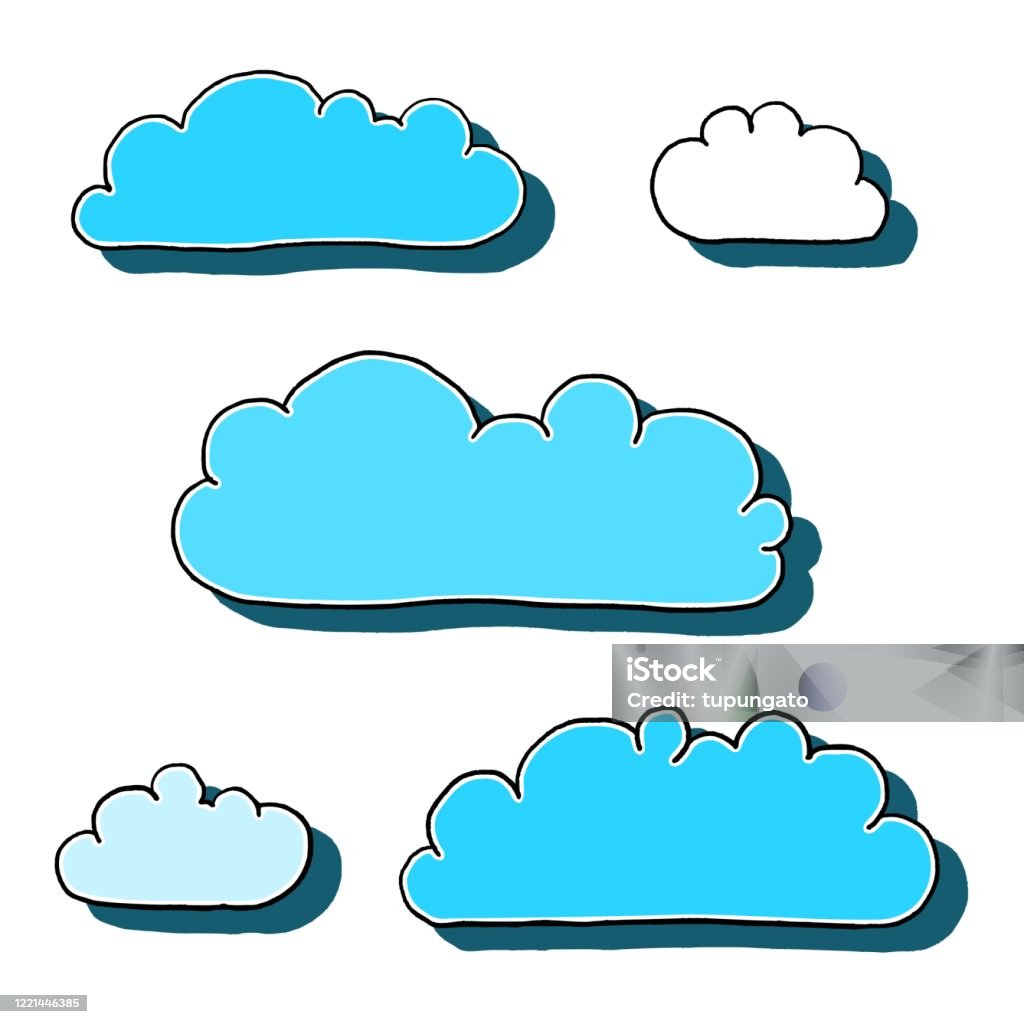 Ilustración de Conjunto De Nubes De Dibujos Animados y más Vectores Libres  de Derechos de Belleza - Belleza, Blanco - Color, Cielo - iStock