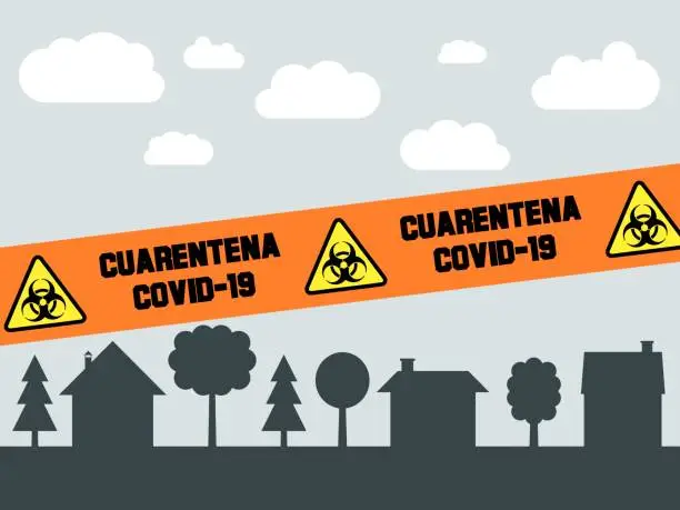 Vector illustration of Spanish language quarantine