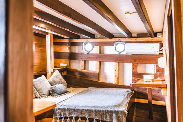 istock Bedroom on a luxury houseboat 1221446638