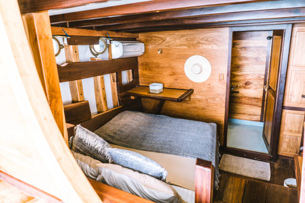 istock Bedroom on a luxury houseboat 1221446639
