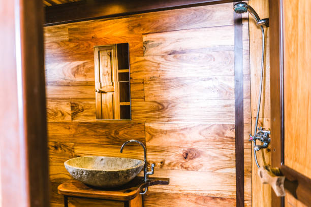istock Sink and mirror in bathroom on a luxury houseboat 1221446798
