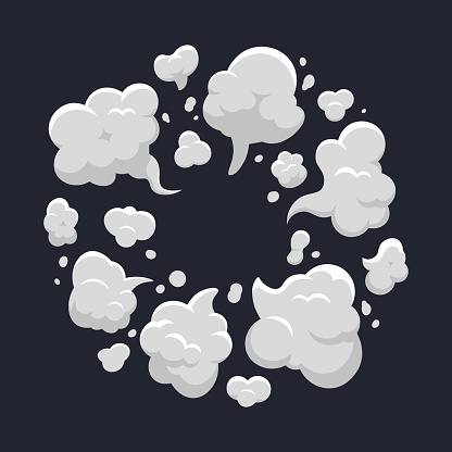 Ilustración de Nube De Polvo De Dibujos Animados Explosión De Nubes De  Polvo Cómicas Vapor Nube De Humo Explotan Ilustración Vectorial Aislada Del  Elemento De Acción En La Nube y más Vectores