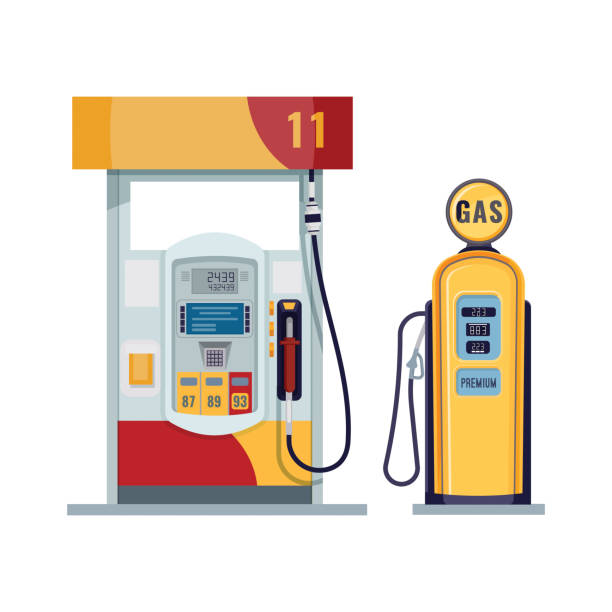 Gas Or Petrol Station Gasoline Oil Fuel Diesel Pump Retro And Modern Design  Vector Stock Illustration - Download Image Now - iStock