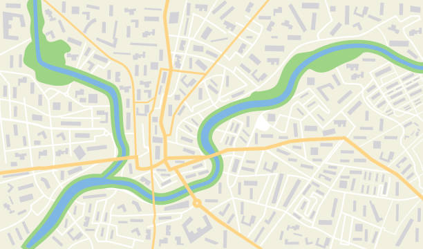 City map with gps. Seamless pattern texture with street, road, river, land, park roadmap of city. Urban plan for topography, geography, guidance and travel. Abstract navigation wallpaper. Vector City map with gps. Seamless pattern texture with street, road, river, land, park roadmap of city. Urban plan for topography, geography, guidance and travel. Abstract navigation wallpaper. Vector. cartographer stock illustrations