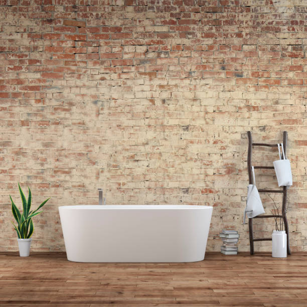 istock Bathroom interior with decoration - ruined wall 1221458486