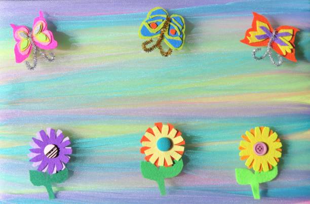 istock Butterflies and Flowers Border, Frame, Background; Art and Craft; Copy Space 1221458906
