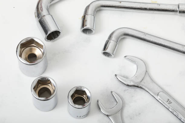 istock Wrench on white background metal tool for industrie 1221459991