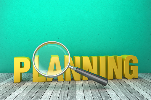 3D Word PLANNING with Magnifying Glass - 3D Rendering