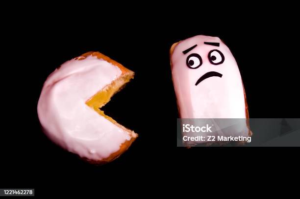 Pac Man Cookie Dessert Game Stock Photo - Download Image Now - Ghost, Cartoon, Cookie