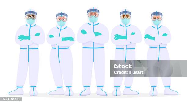 Group Of Doctors In Protection Suit Face Shield Mask And Goggles Team Of Medical Staffs With Group Of Doctors In Protection Suit Face Shield Mask And Goggles Team Of Medical Staffs With