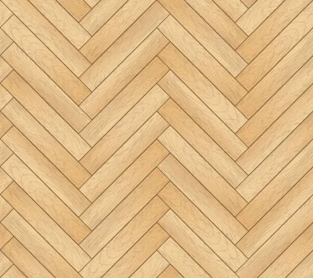 Vector illustration of Vector seamless pattern with wooden zigzag planks. Old wood herringbone parquet floor background