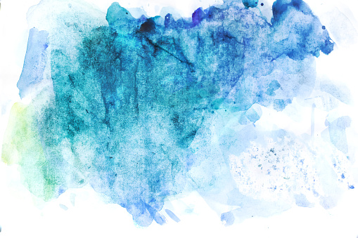 Blue watercolor abstract background on papper