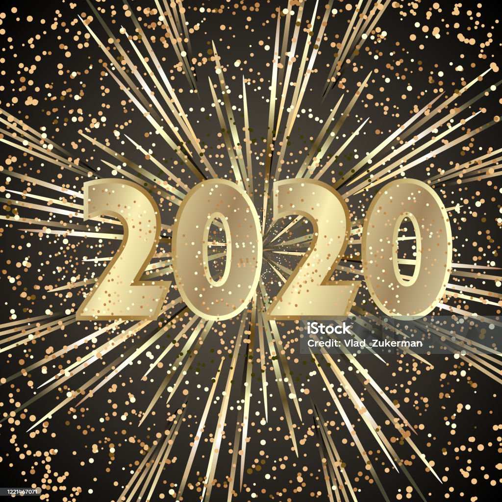 Happy New Year 2020 Background With Golden Sparkling Texture Gold ...