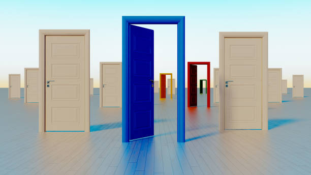 istock colorful doors to the world of opportunities 3D rendering 1221471321