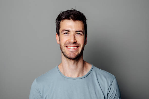 istock Studio Portrait of a Happy Handsome Caucasian Man, Looking at Camera 1221471764