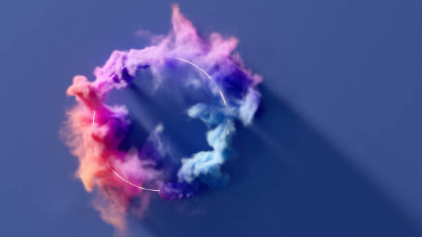Circle of smoke Colorful smoke flowing around a glowing ring smoke physical structure stock pictures, royalty-free photos & images
