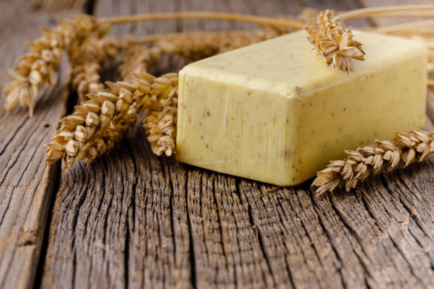 istock Natural handmade soap on wooden table 1221476736