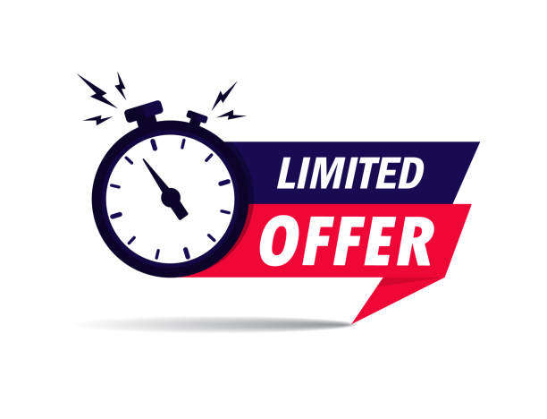 Limited offer icon with time countdown. Super promo label with alarm clock and word. Last offer banner for sale promotion. Red flat sticker hurry deal. Auction tag. Last minute chance stamp. vector. Limited offer icon with time countdown. Super promo label with alarm clock and word. Last offer banner for sale promotion. Red flat sticker hurry deal. Auction tag. Last minute chance stamp. vector forbidden stock illustrations