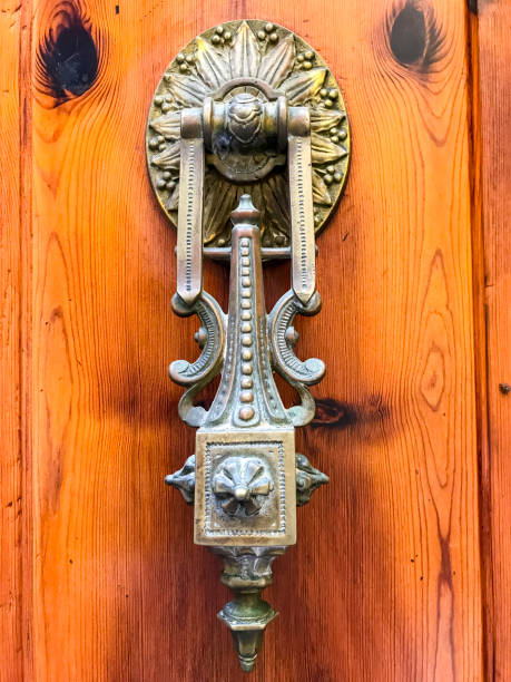 istock Antique vintage door with metal handle. 1221477912