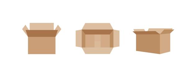istock Vector set of 3 carton delivery boxes isolated on white background. 1221479568