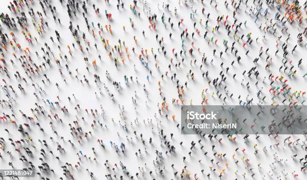 Hundreds Of People Walking In One Direction Stock Photo - Download Image Now - Abundance, People, Large
