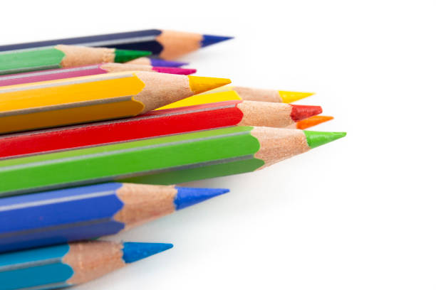 istock Bunch of colored pencils isolated on white 1221481451