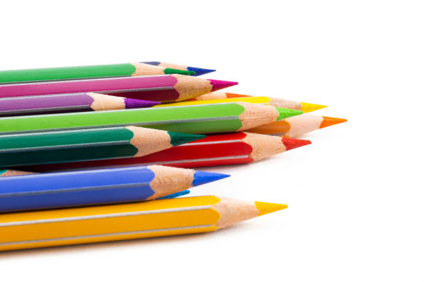 istock Bunch of colored pencils isolated on white 1221482194