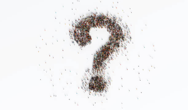 istock Big group of people forming question mark. 1221482339