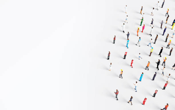 istock Group of people walking in one direction. 1221482605