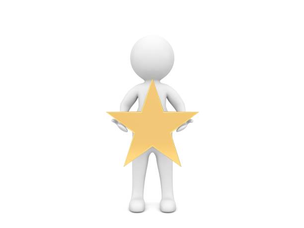 istock 3d character with a gold star on a white background. 1221484850