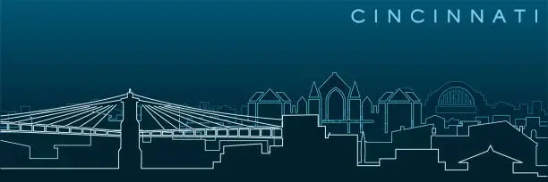 Vector illustration of Cincinnati Multiple Lines Skyline and Landmarks