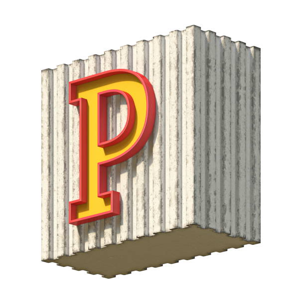 vintage beton rot gelb schrift buchstabe p 3d - letter p alphabet three dimensional shape red stock-fotos und bilder