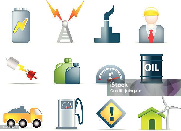 Set Of Power And Energy Icons Stock Illustration - Download Image Now - Oil Can, Electrical Grid, Electricity