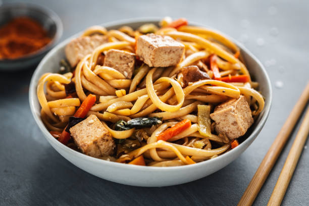 istock Asian noodles with cheese tofu 1221489976