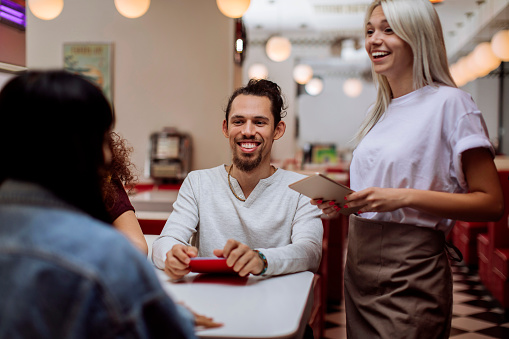 View of a beautiful reserved table in a cafe or restaurant