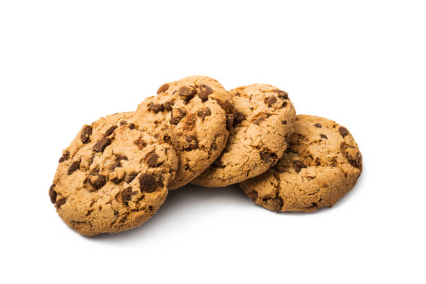 istock chocolate chip cookies on white background. 1221491466