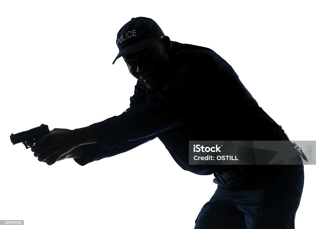 Polícia com um revólver - Foto de stock de Adulto royalty-free