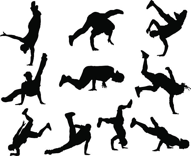 tancerzy hip hop - breakdancing stock illustrations