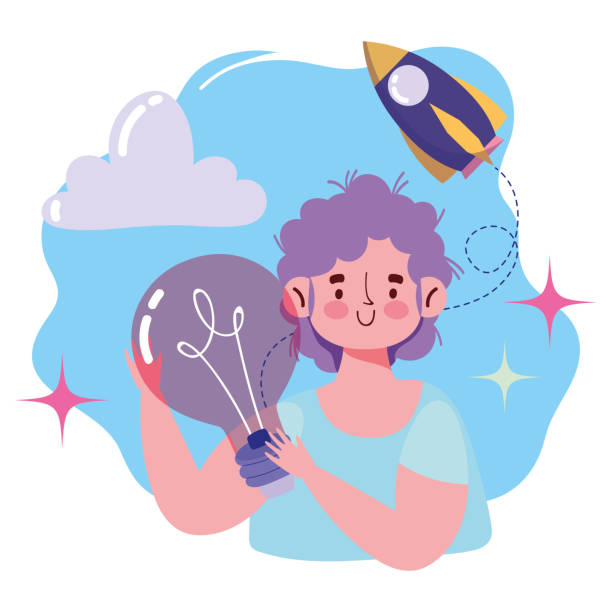 People Communication And Technology Boy With Light Bulb Idea Cartoon Stock  Illustration - Download Image Now - iStock