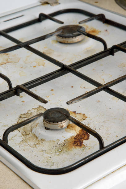 istock Dirty gas stove burners 1221492815