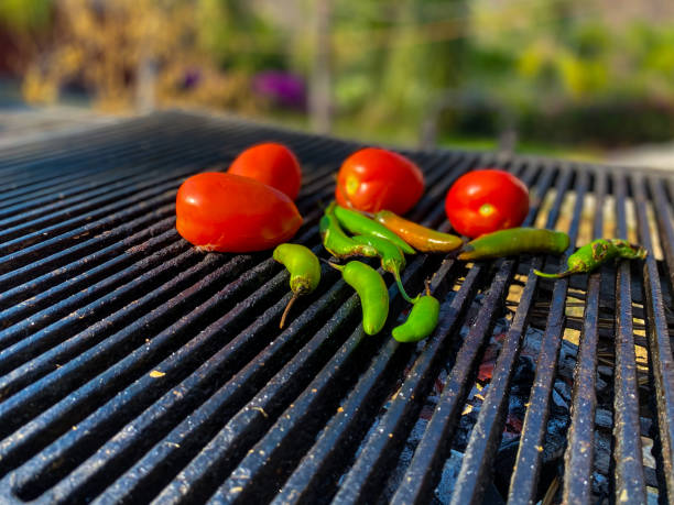 Red tomatoes and grilled chille peppers two of the main ingredients to make a sauce are the red tomato and the chili. Salsa is part of the food of the Mexican people, it accompanies meats, chicken, fish and there is an infinite variety of sauce styles. carabina stock pictures, royalty-free photos & images