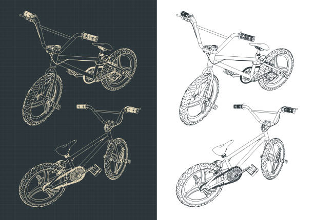 BMX bike Stylized vector illustration of outline and drawings of a BMX bike bmx racing stock illustrations