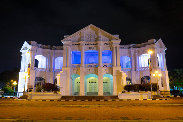 istock Ipoh City Council Multipurpose Hall - Colorful Illuminated Heritage Building 1221497905