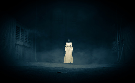 Ghost woman in the dark,3d rendering
