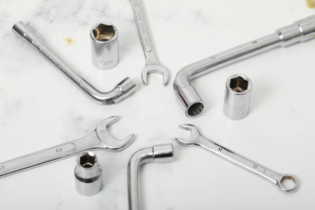 istock Wrench on white background metal tool for industrie 1221505215