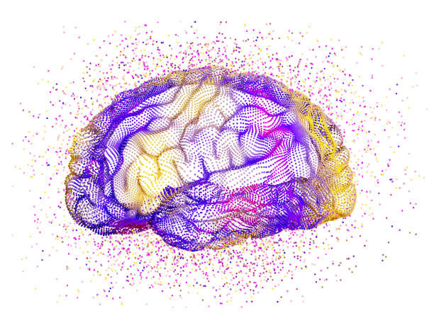 Abstract human brain with colorful dots