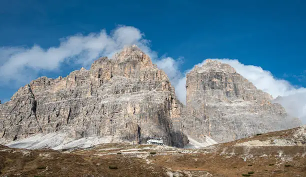 Tre Cime di Lavaredo peaks at northeastern Italy in the Italian alps