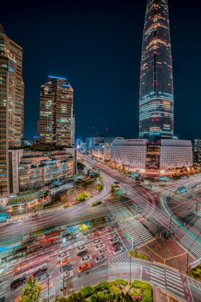 istock Jamsil Intersection Night View in Seoul 1221516430